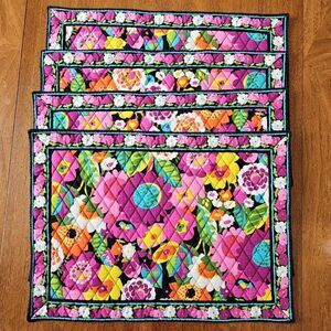Vera Bradley Va Va Bloom Floral Quilted Placemats 4 Reversible Retired Pattern
